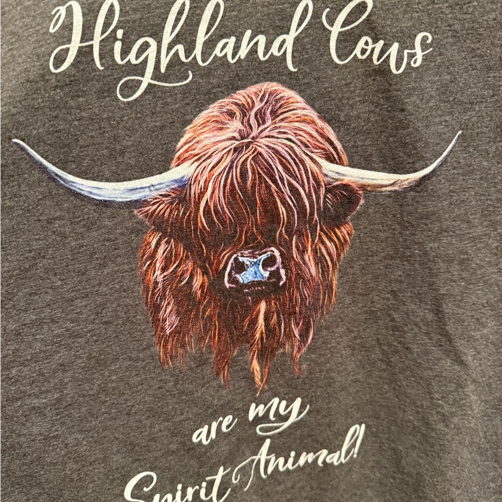 Highland Cows Are My Spirit Animals Graphic Shirt - Gray